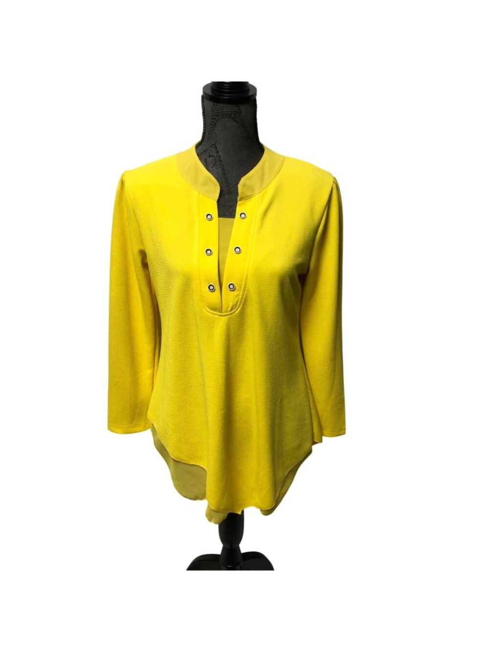 Miaoyigo Blouse Size XL Yellow Layered Look Stretch NEW
